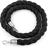 Trintion 1.5M Twisted Queue Rope Barrier Post Stand Divider Crowd Control Stanchion for Clubs Hotel Bank Hospital (Black)