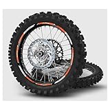 Wheel Stickers Kit Compatible with KTM SX SXF EXC EXC-F Graphics for Motocross Enduro Wheels 18 Inches 19 Inches 21 Inches for All Models, Years and Displacement (Polished)
