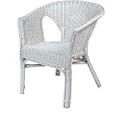 Desser Indoor Small Adults Wicker Loom Chair in White – Fully Assembled Natural Cane – Dimensions: H71cm x W57cm x D54cm, Floor to Seat 44cm