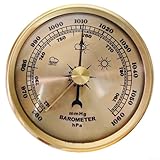 Niceminiwall Vintage Metal Barometer Pressure Gauge Clock - Weather Station Instrument for Home Decor - 70mm Diameter Mechanical Barometer - Gold Silver(Gold)