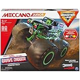 MECCANO Junior, Official Monster Jam Grave Digger Monster Truck STEM Model Building Kit with Pull-back Motor, Kids Toys for Ages 5 and Up