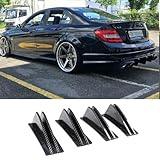 GEARCELL 4-Pack Car Rear Bumper Spoiler, Universal Curved Shape Rear bumper Diffuser Lip Spoiler Shark Fin Double Wings Trim Covers Decoration Set Lip Splitter, Auto Accessory, Carbon Fiber