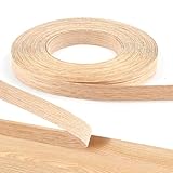 Real Oak Veneer Edging Tape, 20 m x 19 mm Iron on Edging Strip, Hot Melt Adhesive Wood Veneer Strip, Pre-glued Edge Banding Roll for Desk Cabinet Shelves Furniture Panels Restoration