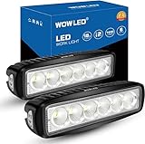 WOWLED 6 Inch LED Light Bar for 4x4, 2 Pack 18W Work Light 12V Flood Motorbike Work Lamp, LED Bar Fog Lights for Off Road Driving, Reverse Lamp for Trucks SUV ATV UTE 4WD