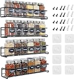 Spice Rack 4 Pack Spice Rack Wall Mounted Organizer with Adhesive Stickers & Screws for kitchen condiments