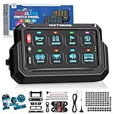 MICTUNING P1s Wireless RGB 8 Gang Switch Panel, Remote Control Range Up to 165FT Plug and Play Multifunction Toggle Momentary Strobe Circuit Control Relay System Box for Off Road Truck SUV UTV RV