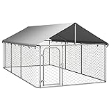 Tidyard Outdoor Dog Kennel Pet Dog Pen with Roof Walk In Chicken Run Cage Chicken Run Cage for Outdoor Backyard Farm Animal 400x200x150 cm