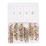 Yuhtech Locking Pin Kit, 50 Pcs 4 Size Lynch Pin Assortment Kit Washer Set Hitch Clips Fasteners for Farm Tractors Trucks Mowers