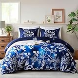 Cupocupa Duvet Cover King Size Set Boho Floral Pattern King Duvet Cover Set for King Size Bed Vintage Soft Bedding Leaf Print Duvet Cover with Pillowcases