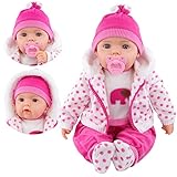 BiBi Doll 20" Baby Girl Doll - Large Lifelike Size, Soft Body, with Dummy & Sounds in Spotty Coat Outfit, Toy for Boys & Girls Aged 18 Months+