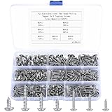 220 Pcs Self Tapping Screws, Cross Pan Flanged Head Wood Screws with Washers, 304 Stainless Steel Self Drilling Fasteners Bolts Assortment Kit for Repairment, Woodwork - M3/M4/M5