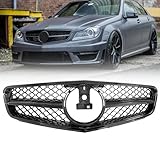 DIBON AUTO W204 Grill Front Grille Compatible with 2008-2014 Mercedes Benz W204 C Class C250 C300 C350 (AMG Style-Gloss Black)
