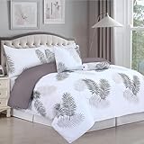 Imperial Rooms King Size Duvet Cover Sets Soft Printed Bedding Set Brushed Microfiber Duvet Covers with Pillowcases (Leaf 230x220 CM)