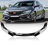 Collect Light 3Pcs Front Bumper Spoiler Lip for 2016-2020 Honda Civic Glossy Black Body Kits Spoiler
