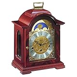 Hermle Debden Mechanical Mantel Clock with Moon Phase Feature and Westminster Chime (Mahogony)