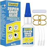 Shoe Glue 30 g, Clear Shoe Glue Sole Repair for Boots Sneakers Heels Hiking Shoes Leather Handbags, with Anti-Clog Cap, Waterproof, Heat-Resistant