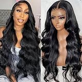 Body Wave 13x6 HD Lace Front Wigs Human Hair 200% Density 12A Brazilian Virgin Hair Lace frontal Wig For Black Women Natural Black With Pre Plucked Baby Hair (Natural Black, 26 Inch, Body Wave Wig)
