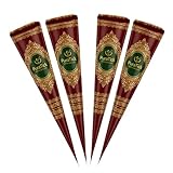 4 Pcs Henna Mehndi Cones Dark Brown Mehndi | All Natural Body Art Organic Hebral Temporary Tattoo | Ready to Use Henna
