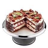 Uten Cake Turntable, 12 inch Cake Turntable, Aluminium Cake Stand Decorating Display, Revolving Cake Stand with Non-Slip Rubber Bottom Nice Baking Tools