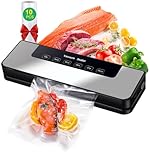 Vacuum Sealer, Hilifix 5-in-1 Food Vacuum Sealer Machine with 65 KPA Powerful Suction, 30MM Longer Seal Food Sealer for Dry and Moist Food Fresh Preservation with 10Pcs Vacuum Sealers Bags(Black)