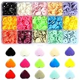 150 Sets KAM Snaps Heart Shaped with Storage Box, Basicon Size 20 Plastic Resin Snaps Buttons for Baby Bib Cloth Diaper (15 Colors)