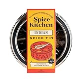 Spice Kitchen Premium Indian Spice Collection, Spice Tin with 9 Cooking Spices including Award-Winning Garam Masala, Stainless Steel storage tin, Indian recipe booklet and Spice serving spoon