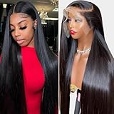 Lemoda Full Lace 13x6 Frontal Wigs Human Hair HD Transparent Straight Lace Front Wigs Human Hair 13x6 Brazilian Virgin Straight Wig 200 density 12A for Black Women Natural Color 28 inch