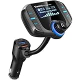 Sumind (Upgraded Version) Car Bluetooth FM Transmitter, Wireless Radio Adapter Hands-free Kit with 1.7 Inch Display, QC3.0 and Smart 2.4A USB Ports, AUX Output, TF Card Mp3 Player(Black)