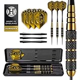 Harrows Voodoo Brass Steel Tip Darts Set 19g, 21g, 23g, 25g & 27g - Includes Speedline shafts, Marathon Gold Flights & Travel Case (27g)
