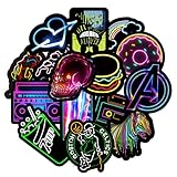 50 Neon Graffiti Stickers Pack, Waterproof, for Laptop, Motorcycle, Bike, Skateboard, Luggage for Kids and Adults