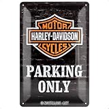 Nostalgic-Art Harley-Davidson Parking Only - Gift idea for motorcycle fansRetro Tin SignMetal PlaqueVintage design for decoration20 x 30 cm