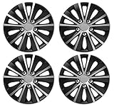 UKB4C 13" 14" 15" 16" Alloy Look Black & Silver Stripe Multi-Spoke Wheel Trims Hub Caps Covers Protectors (15")
