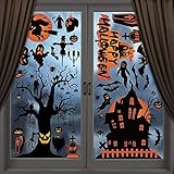 98pcs Halloween Decorations | 8 Sheets Halloween Window Stickers | Double Side Stickers with Bats & Spiders
