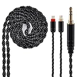 KINBOOFI 6 Core Silver Plated Earphone Cable, Black Upgrade 2PIN Detachable Earphone Cable Replacement Earphone Wire for KZ ZS10 ZS6 ZS5 ZSR ZST TRN V10 V20 TFZ (3.5mm Audio Jack, 2 Pin)