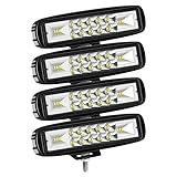 Willpower 4pcs 6 Inch 24W LED Work Light Bar, Spot Flood Combo 12V 24V Offroad Driving Lights Fog Lamps for Truck Tractor 4x4 Car ATV Motorbike Motorcycle, 6000K White, IP67, LED Reverse Lights