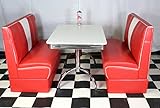 American Diner Furniture 50s Style Retro White Table And Red Nashville Booth Set