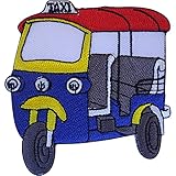 Tuk Tuk Patch Iron Sew On Clothes Bag Thailand Rickshaw Thai Embroidered Badge