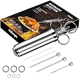 Meat Injector, 304 Stainless Steel Seasoning Injector, Professional Marinade Injector with 3 Professional Marinade Needles and 2 Cleaning Brush, 60ml Large Capacity (Silver)