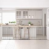 COSTWAY Baby Safety Playpen, Hearth Gate, Metal Fire Gate with Automatically Close Door, Room Divider, 290cm Fireplace/Pet Fence (Black)