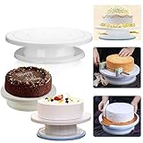 28CM Rotating Cake Turntable Easy Icing Decorating Kitchen Display Stand Professional Revolving Non Slip Cake Plate Stand For Birthday & Party