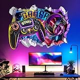 decalmile Large 3D Gaming Wall Stickers Gamer Controller Video Game Joystick Wall Decals Gaming Room Accessories Teenagers Boy Bedroom Playroom Wall Decor
