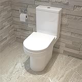 MYB Close Coupled Toilet Rimless Modern Ceramic Soft Close Seat Cistern, White