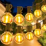 flintronic Outdoor Lights Mains Powered, 19.2M/63FT G40 Festoon Lights Outdoors with 1W 30+2 Shatterproof Bulbs, IP44 Waterproof Globe Garden Lighting Indoor for Christmas Patio Party Decor