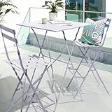 URBNLIVING Palma 2 Folding Metal Chairs & Table Bistro Bar Patio Breakfast Furniture Set