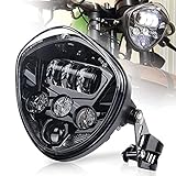 MOVOTOR Motorcycle Headlight 7inch with Bracket Led Headlights White DRL Hi/Low Beam for Universal Motorcycle Harley Yamaha Triumph Cafe Racer