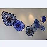 YAOYIYAO Decorative Clear Glass Panel Modern Art Hanging Blown Glass Panel Wall Decor, Art Decor 100% Blown Glass Panel Fused Glass Wall Art