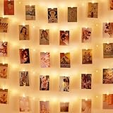 AUAUY 50 LED Photo Clip String Lights, 5M Battery Operated Photo Wall Photo Clips String Light with 30 Clear Clips, Photo String Lights with Clips for Dorm Room Decor, Birthday Party Christmas