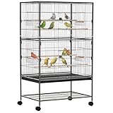 PawHut Large Bird Cage Budgie Cage for Finch Canaries Parrot with Stand Grey