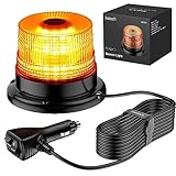 Justech 12/24V Flashing Beacon 40W 40 LED Emergency Warning Strobe Light Amber Strobe Lights 7 Flash Modes Waterproof with Magnetic Base for Truck Vehicle