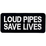 Loud Pipes Save Lives Patch Biker Embroidered Applique Badge Iron On Sew On Emblem